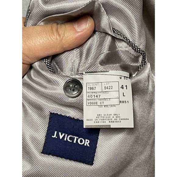 Jack Victor Suit Men 41L Gray Birds Eye Wool Flannel Academia Pants 35x33.5 Luxe - Picture 8 of 16